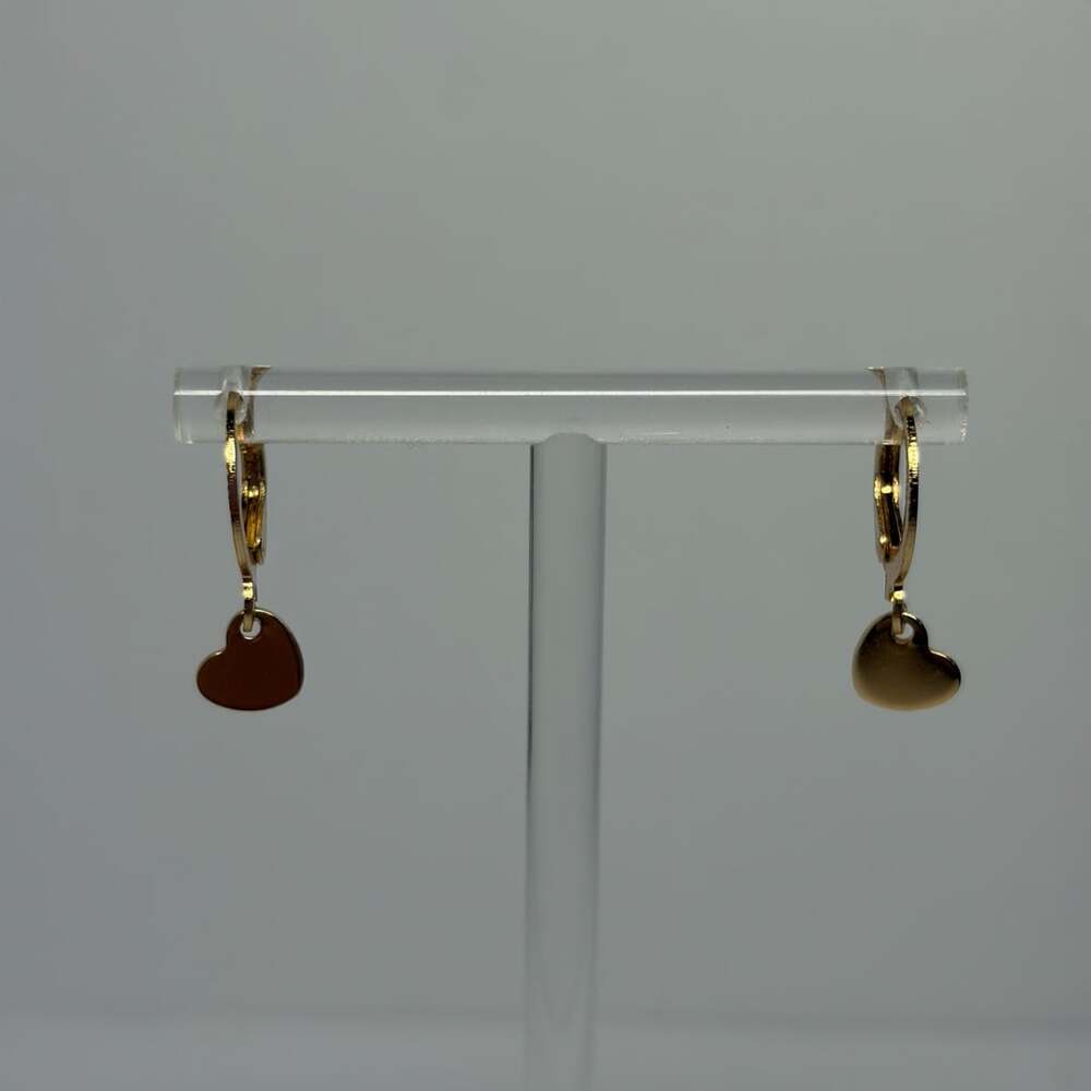 Stainless Steel Gold Tone Heart Dangle Leverback Earrings